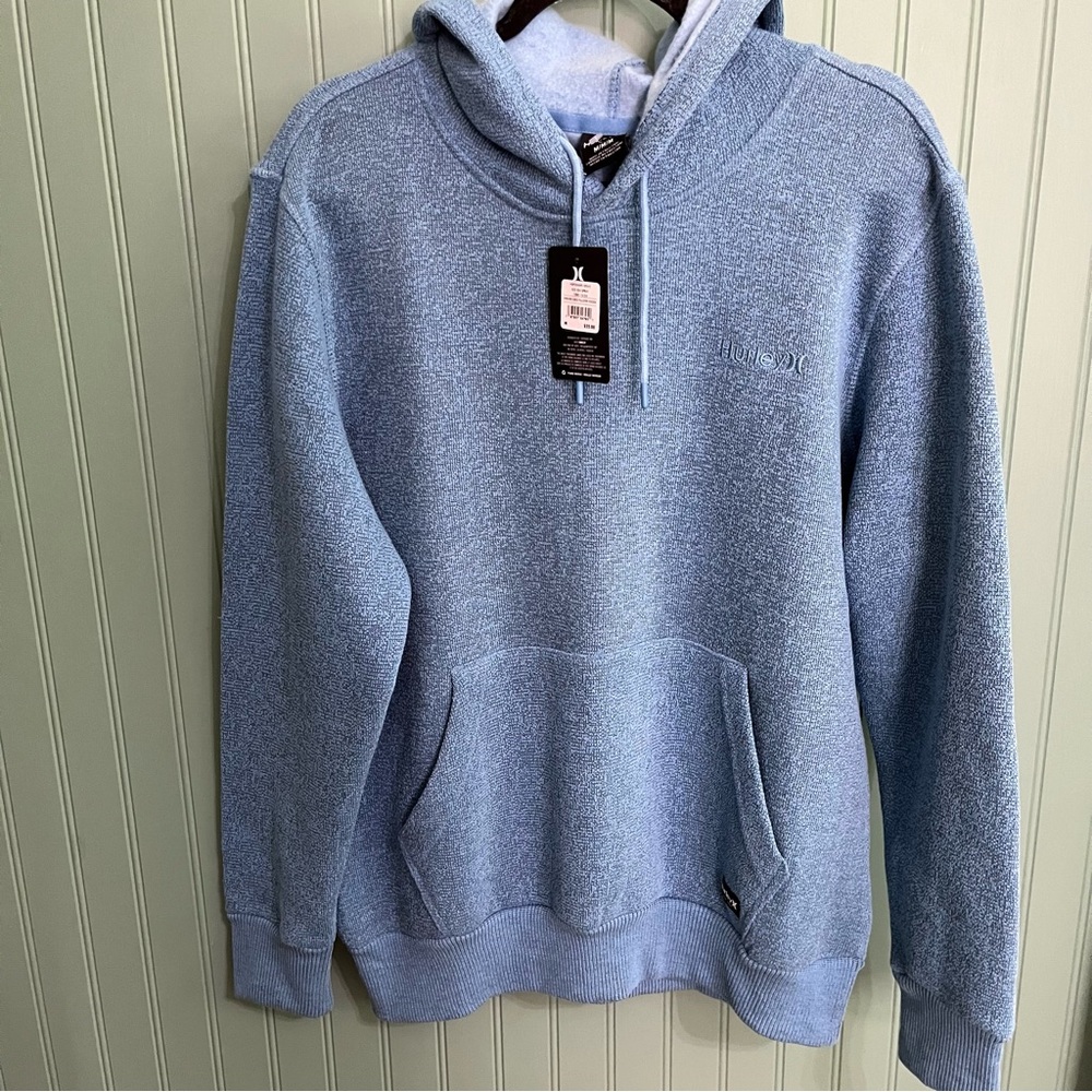 Hurley Men's Pullover Fleece Sweater Hoodie Sea Spray Size Medium NWT